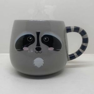 Quality Slip Casting Cartoon 3D Racoon Coffee Mug 14oz for sale