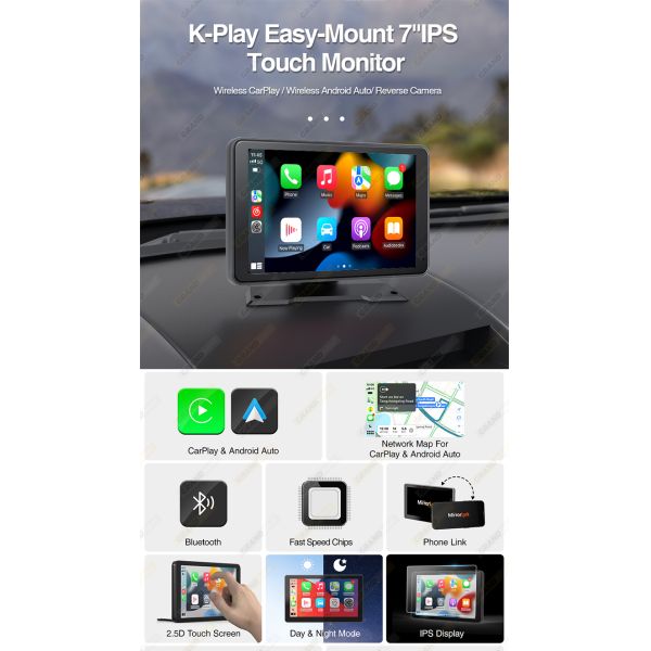 CarPlay Android Auto Car Radio Multimedia Video Player 7 inch Portable Touch Screen With USB AUX Rear View