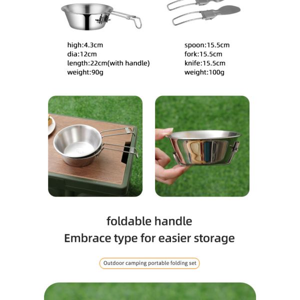 Customized Logo Outdoor Cookware Set Stainless Steel For BBQ