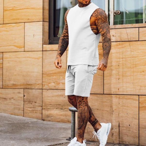 2023 Summer Gym Wear Men Two Piece Short Set Lounge Workout Clothing Gym Fitness Sets Men 2 Piece Sport Wear Set for Men
