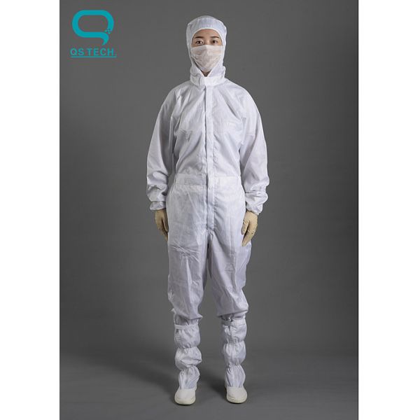 ESD Clean Room Clothing Hooded Coverall White Size S - 3XL