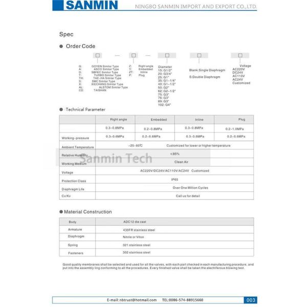 Right Angle Pneumatic Pulse Valve Electromagnetic Pulse Valve QD-Z-20 / 25 Serie SBFEC Type