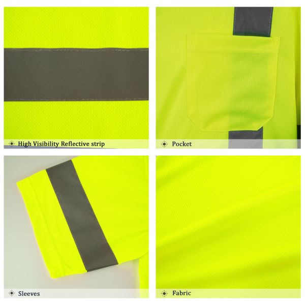 Fluorescent Orange Road Safety Products Safety Hi Vis Long Sleeve Shirts