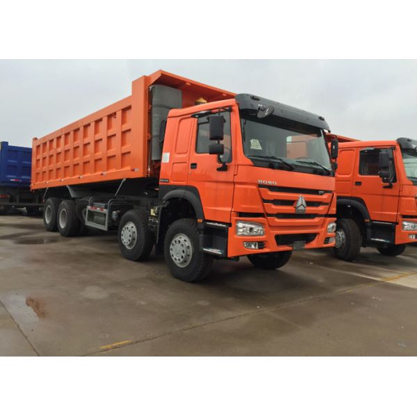 Orange Sinotruk Howo Dump Truck 371 HP 12 Wheels LHD High Loading Capacity