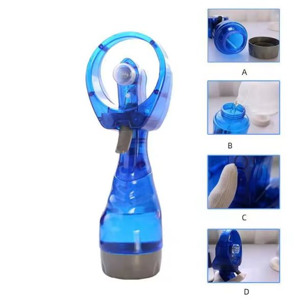 Battery Powered Summer Outdoor Travel Hand Held Standing Mini Portable Water Mist Spray Bottle Cooling Fan with Water Tank