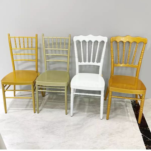 Fashionable Movable Metal Banquet Chair Gold Plated Wear Resistant