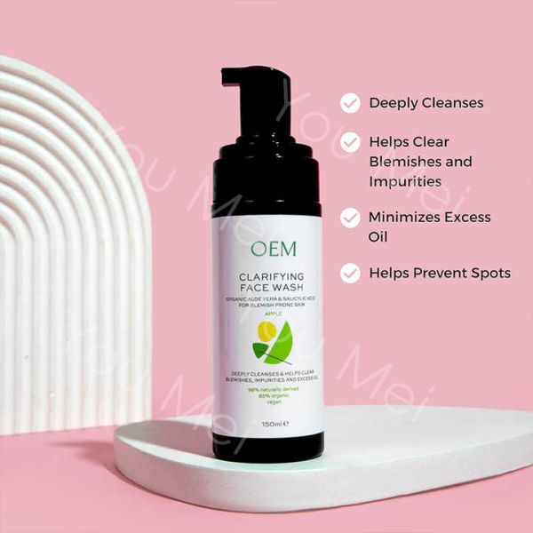 Organic Skincare Facial Cleanser Saliac Foaming Wash Mousse for Blemish Clearing