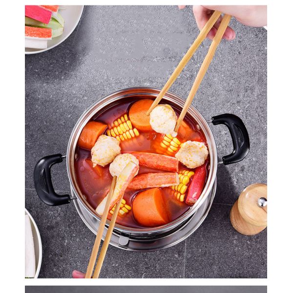 Fashion Simple Stainless Steel Hot Pot Kitchen Hotel Single Portable Alcohol Stove Self Service Hot Pot Set