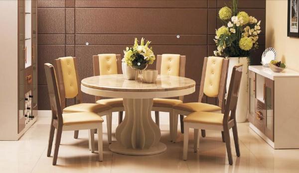 Buy Beautiful Contemporary Dining Room Furniture White With Ice Cream Color at wholesale prices