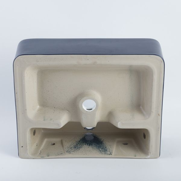 Easy Install Counter Top Bathroom Sink Polished Surface Blue Rectangular Hand Basin
