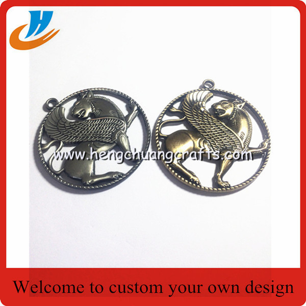 Relief metal medal with raised horse, personalized embossed metal medals