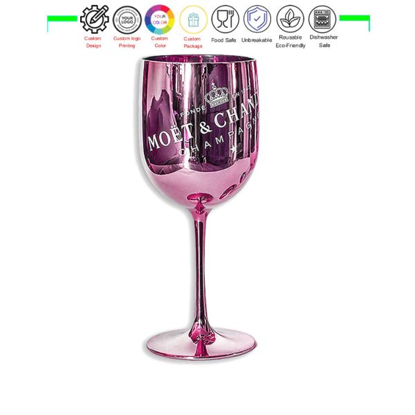 Rose Gold Moet & Chandon Champagne Glasses Flutes Plastic Ice Imperial Acrylic Wine Glass