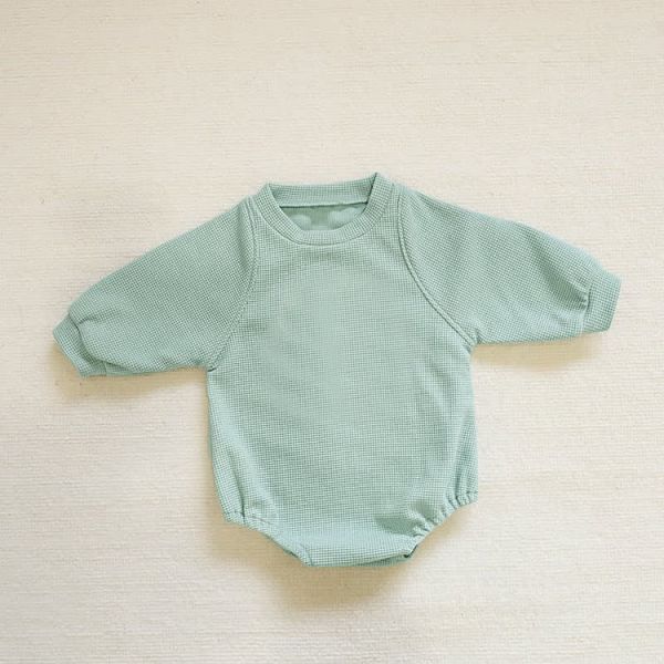 Custom Infant Baby Waffle Fabric Rompers Cotton 1 Piece Jumpsuit At Home Sleepwear