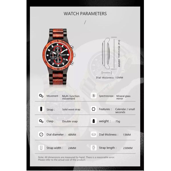 Waterproof Diameter 48mm Luminous Quartz Wrist Watch