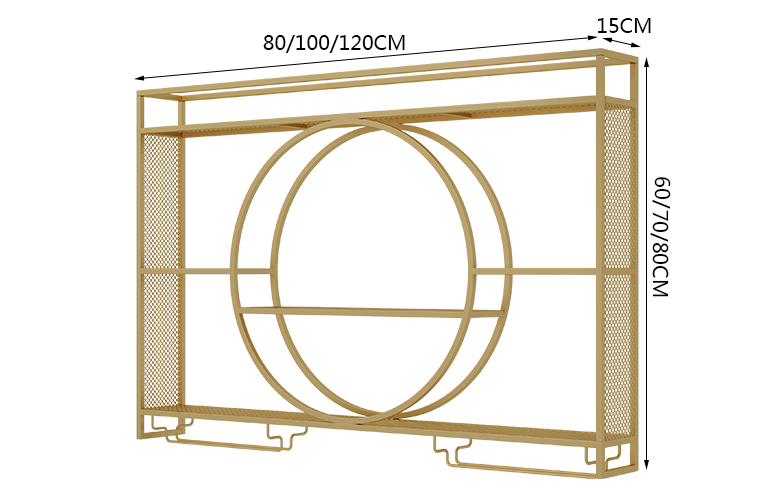 Rustproof Golden 140cm Length Metal Wine Rack Wall Mounting