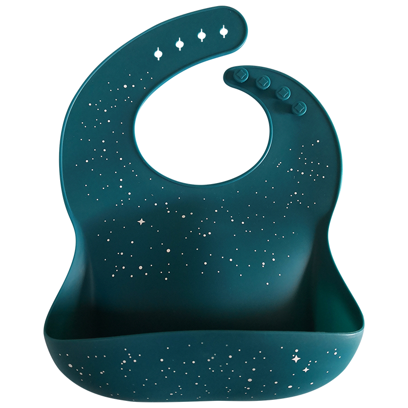 Custom Printing Mess Catching Silicone Baby Bib Lead Free Antibacterial