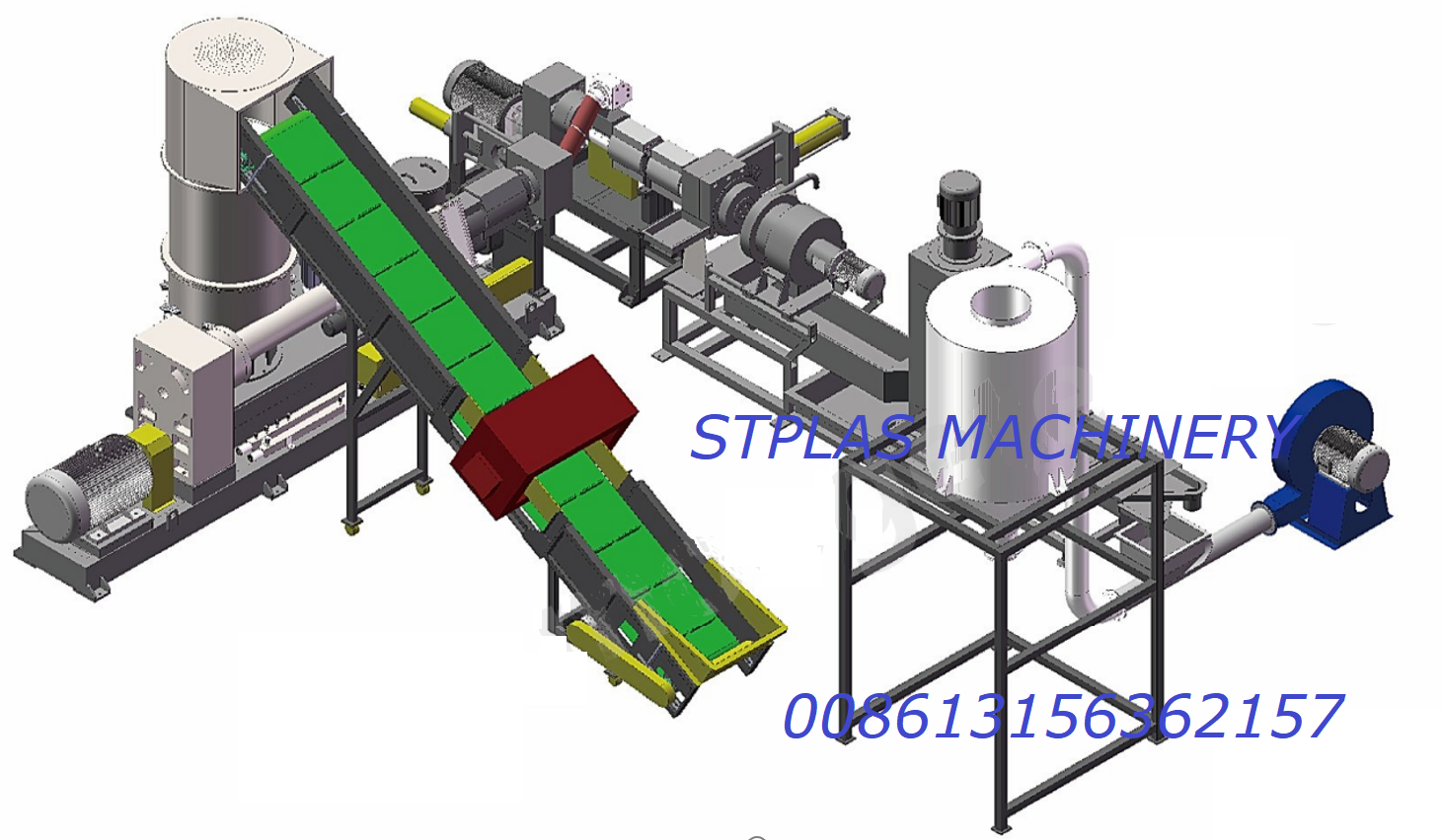 Waste Textile PET Fiber Twin Screw Plastic Extruder