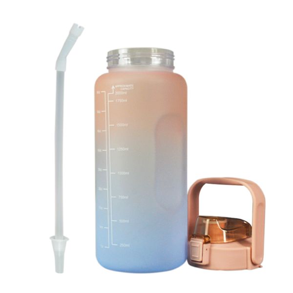 Unisex Sports Silicone Water Bottle Customized Logo 2000ml Water Bottle With Straw