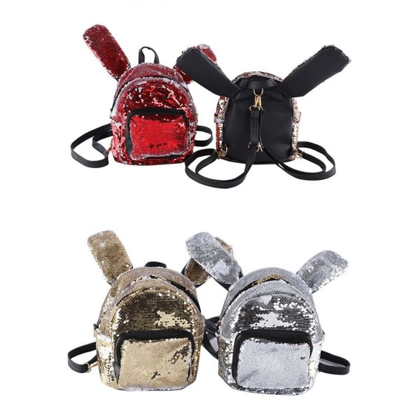 Stylish Shiny Sublimation Sequin Backpack With Rabbit Ear For Sublimation Printing