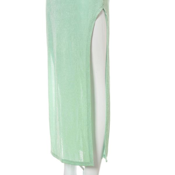 Casual Sleeveless Womens Party Maxi Dresses Lace Up Halter Split