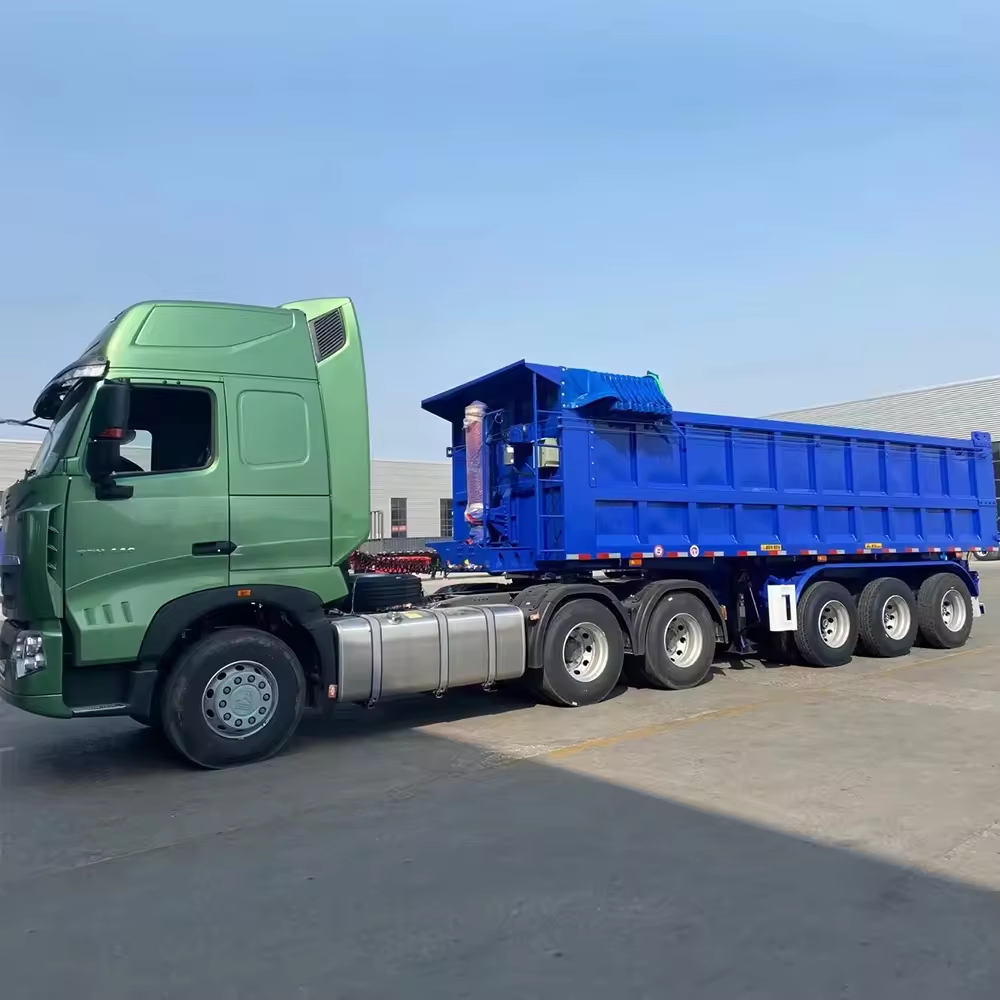 CIMC mechanical suspension Dual air brake system payload 70T allows goods to be unloaded from the side Tri-axle Tipper Trailer