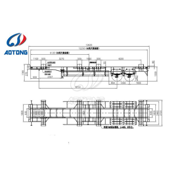 20 Feet 40 Feet Skeleton Semi Trailer for Terminal Trailer Container 30t Rim 9.00-22.5