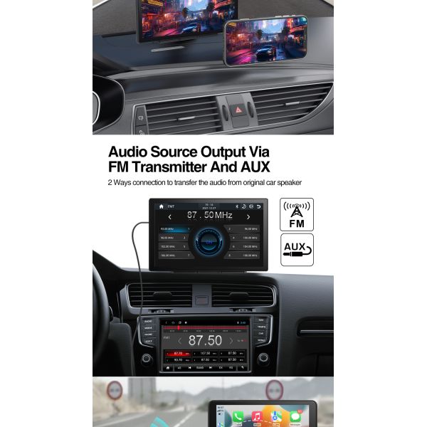 CarPlay Android Auto Car Radio Multimedia Video Player 7 inch Portable Touch Screen With USB AUX Rear View