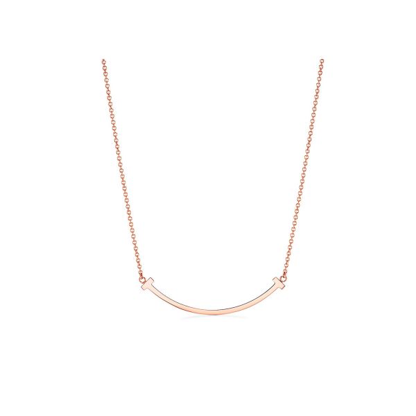 18K Rose Gold Neklace , Smile Pendant Necklace 16-18inch Adjustable length