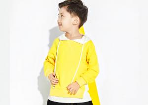 Quality Yellow Fake Two Pieces Boys Fall Sweaters , Cute Little Boy Clothes With Hood for sale