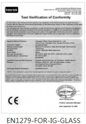 Changshu Shisheng glass products co.,ltd Certifications