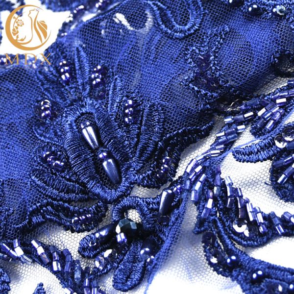 Fashion Tulle Beaded Embroidered Lace Fabric Polyester Handmade