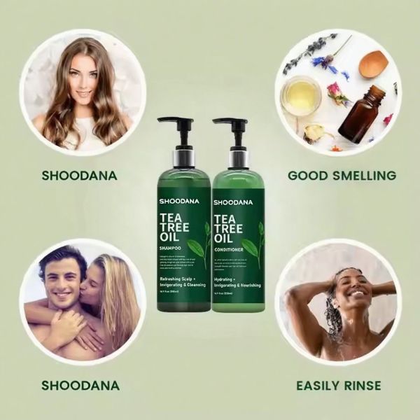 Organic shampoo with tea tree and aloe vera ingredients