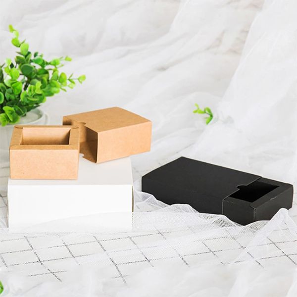 Custom Logo Recyclable Black Kraft Gift Packaging Cardboard Box for Wedding Favor