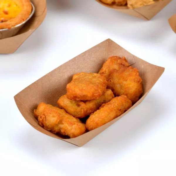 Food Grade Kraft Paper Tray Disposable Recyclable Customized