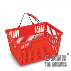 Quality Red Plastic Grocery Basket , Supermarket Hand Basket 35×25×18.5cm for sale