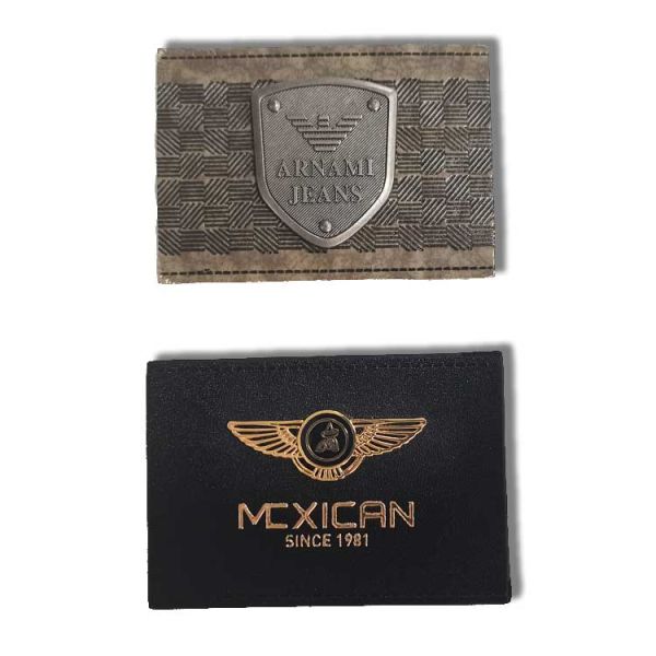 Efficient Custom LOGO Jeans Hat PU Label Tag Embossed Stamp Printing Jeans Real Leather Label Patch With Metal for Clothing