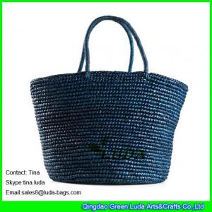 China LUDA navy blue handbags expensive raffia bags crochet straw handbags on sale