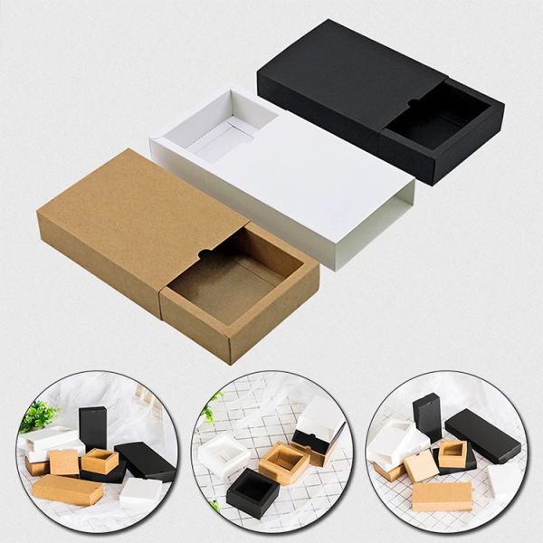 Custom Logo Recyclable Black Kraft Gift Packaging Cardboard Box for Wedding Favor