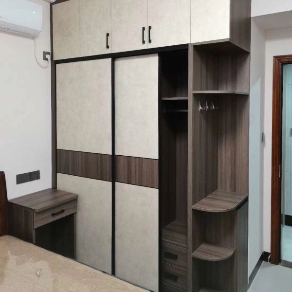 Factory MDF Wooden Sliding Door Wardrobe Cabinet Adjustable OEM