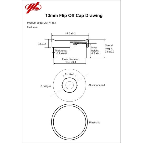 13mm Red Smooth Flange Flip Off Aluminum Plastic Cover For Injection Vials