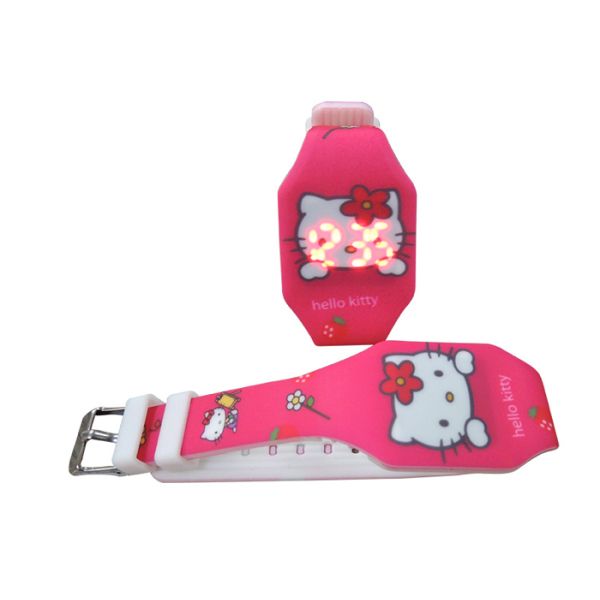 hello kitty cat animal Children's Electronic Silicone Watch LED Touch Cartoon Watch Promotion Custom Gift KT Cat Cartoon