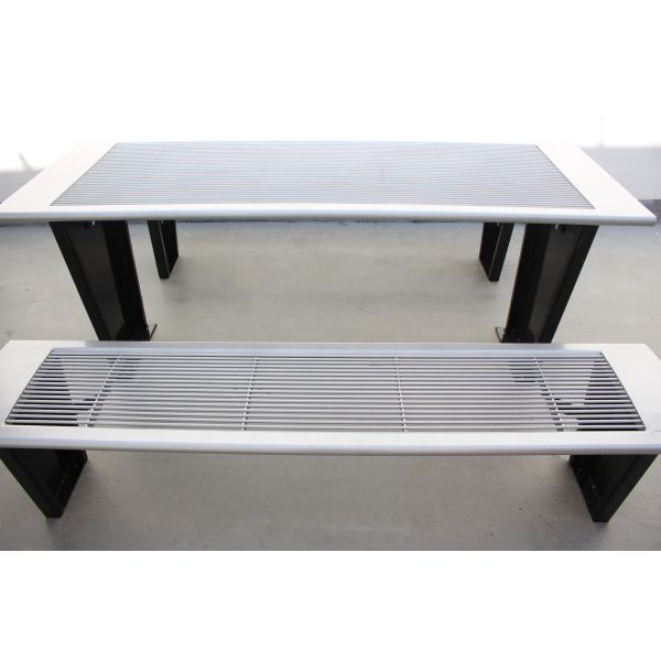 Rust Resistant Commercial Picnic Bench , Powder Coated Metal Outdoor Table And Chair