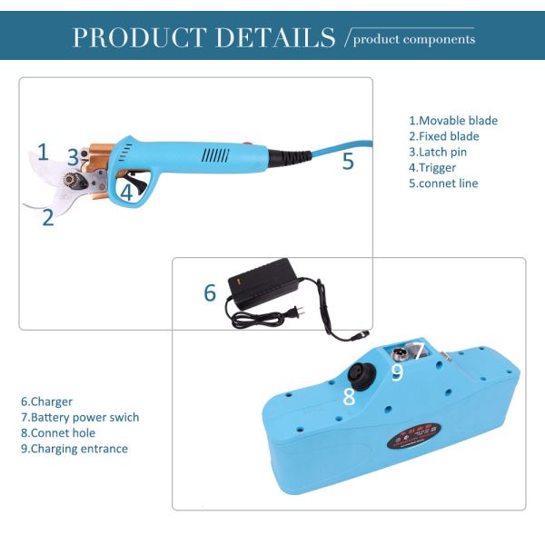 45mm Electric Pruning Shears With 40V Lithium Battery