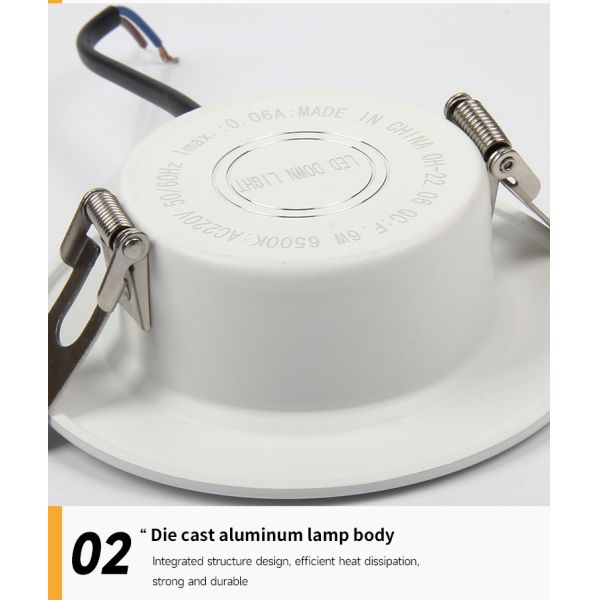 Round Aluminum Plastic Trimless Fire Rated Led Downlight OEM 4000K