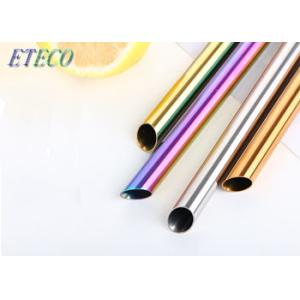 Quality 12mm Metal Milkshake Straws , Bevel Cut Stainless Steel Beverage Straws for sale