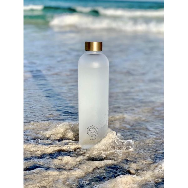 ARCANA Arc Water Bottle With Time Marker - Motivational Water Bottles With Times To Drink - BPA Free Frosted Plastic