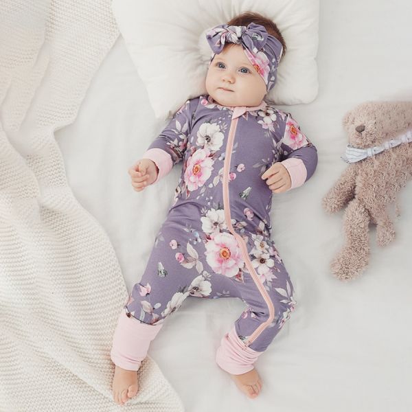 In Stock 2023 Bamboo Viscose Baby Sleep Rompers Organic Bamboo Baby Romper Newborn Reverse Zipper Jumpsuit Toddler Zip B