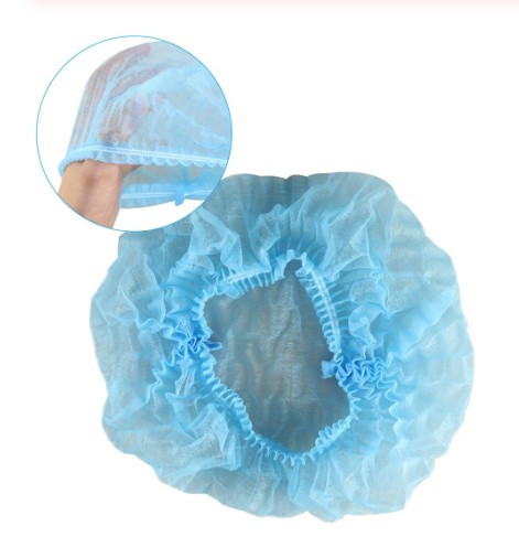 21" Disposable Non Woven bouffant clip cap With Elastic Band