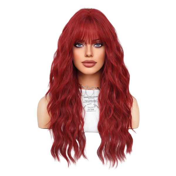 Fashion Long Body Wave Hair Red Synthetic Wigs For Women