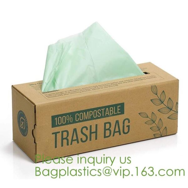 64 Gallon compostable trash bag biodegradable garbage bag, 0.9 Mil, 47"W x 60"H,cornstarch made 100% eco friendly direct